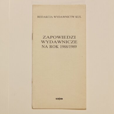 Zapowiedzi wydawnicze na rok 1988/1989