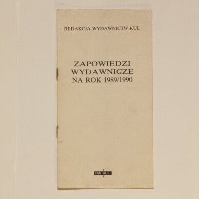 Zapowiedzi wydawnicze na rok 1989/1990